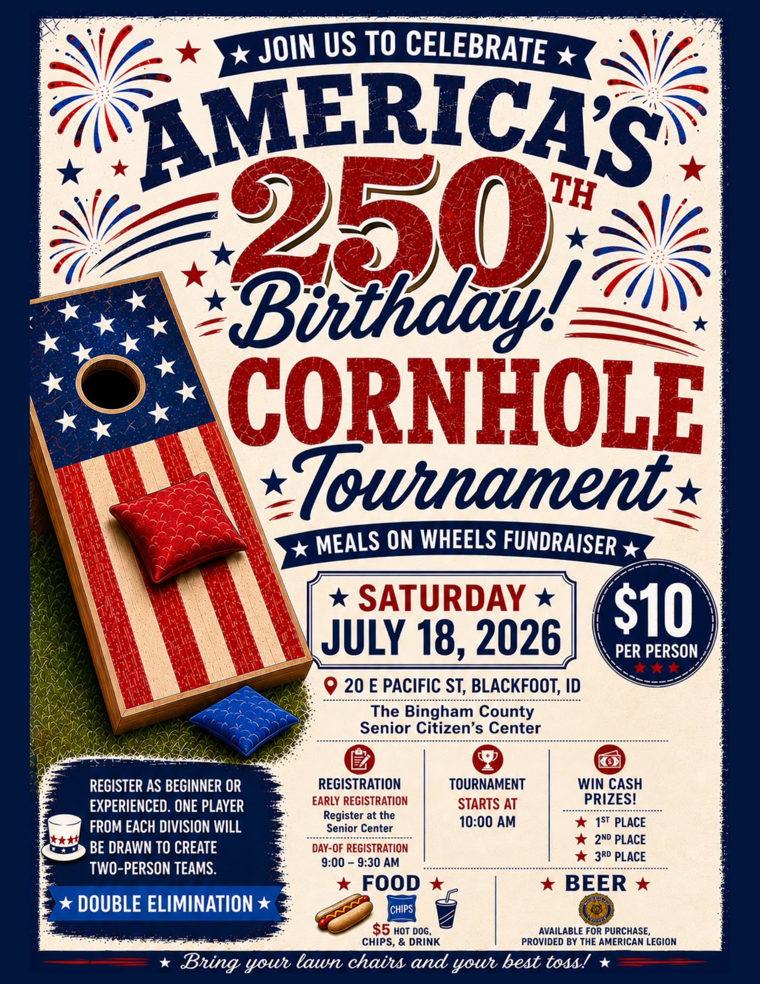 250th Celebration Cornhole Tournament benefiting Meals on Wheels