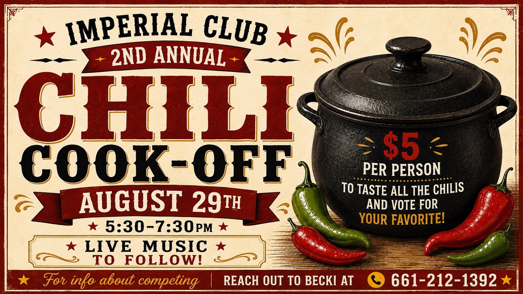 Imperial Club 2nd Annual Chili Cook-Off